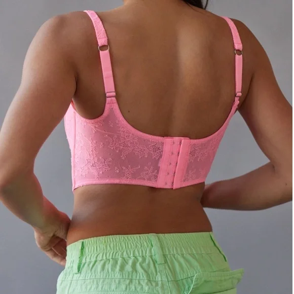 NWT UO Lovestruck Lace Corset Pink XL - Picture 2 of 6